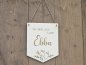 Preview: Holzschild Wimpel "Ebba" mit individueller Gravur aus Holz