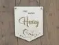 Preview: Holzschild Wimpel "Henry" mit individueller Gravur aus Holz