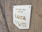 Preview: Holzschild Wimpel "Luca" mit individueller Gravur aus Holz