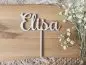 Preview: Cake Topper Schriftzug "beliebiger Text, Schriftart 1" Lasercut aus Holz