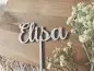 Preview: Cake Topper Schriftzug "beliebiger Text, Schriftart 1" Lasercut aus Holz