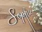 Preview: Cake Topper Schriftzug "beliebiger Text, Schriftart 3" Lasercut aus Holz