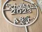 Preview: Cake Topper Schriftzug "Einschulung / Schulkind 5" Lasercut mit Gravur