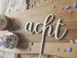 Preview: Cake Topper Schriftzug "Geburtstag 8 Acht" Lasercut aus Holz