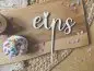 Preview: Cake Topper Schriftzug "Geburtstag 1 Eins" Lasercut aus Holz