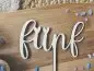 Preview: Cake Topper Schriftzug "Geburtstag 5 Fünf" Lasercut aus Holz