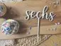 Preview: Cake Topper Schriftzug "Geburtstag 6 Sechs" Lasercut aus Holz