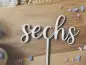 Preview: Cake Topper Schriftzug "Geburtstag 6 Sechs" Lasercut aus Holz