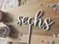 Preview: Cake Topper Schriftzug "Geburtstag 6 Sechs" Lasercut aus Holz