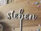 Preview: Cake Topper Schriftzug "Geburtstag 7 Sieben" Lasercut aus Holz