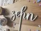 Preview: Cake Topper Schriftzug "Geburtstag 10 Zehn" Lasercut aus Holz