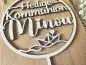 Preview: Cake Topper Schriftzug "Kommunion 4" Lasercut aus Holz