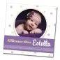 Preview: Geburtskarte Babykarte quadratisch 125 mm 210 Estella lila