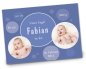 Mobile Preview: Geburtskarte Babykarte DIN A6 A5 quer Fabian blau