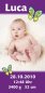 Preview: Geburtskarte Babykarte DIN Lang hoch Luca lila