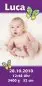 Preview: Geburtskarte Babykarte DIN Lang hoch Luca lila