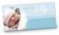 Mobile Preview: Geburtskarte Babykarte DIN Lang quer Lilly blau