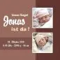 Preview: Geburtskarte Babykarte quadratisch 125 mm 210 Jonas braun