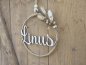 Mobile Preview: Namensschild "Linus" aus Holz mit Jute-Hoop und Trockenblumen