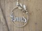 Preview: Namensschild "Linus" aus Holz mit Jute-Hoop und Trockenblumen