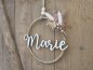 Mobile Preview: Namensschild "Marie" aus Holz mit Jute-Hoop und Trockenblumen
