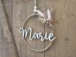 Preview: Namensschild "Marie" aus Holz mit Jute-Hoop und Trockenblumen