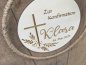 Preview: Holzschild mit Jute-Hoop "Konfirmation Klara" mit individueller Gravur