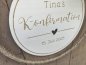 Preview: Holzschild mit Jute-Hoop "Konfirmation Tina" mit individueller Gravur