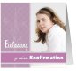 Preview: Klappkarte Kommunion Konfirmation Einladung quadratisch 125 mm 210 Katharina rosa