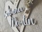 Preview: Namensschild Schriftzug Lasercut "Herz zur Hochzeit 1" mit Brautpaar Namen