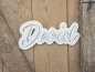 Mobile Preview: Namensschild Schriftzug mit Kontur "Daniel" aus Holz und weißem Furnier