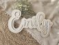 Preview: Namensschild Schriftzug mit Kontur "Emily" aus Holz und weißem Furnier