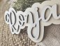 Preview: Namensschild Schriftzug mit Kontur "Ronja" aus Holz und weißem Furnier