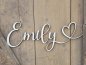 Preview: Namensschild Schriftzug Lasercut "Emily" mit Herz aus Holz