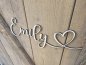 Preview: Namensschild Schriftzug Lasercut "Emily" mit Herz aus Holz