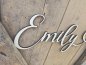 Mobile Preview: Namensschild Schriftzug Lasercut "Emily" mit Herz aus Holz