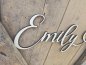 Preview: Namensschild Schriftzug Lasercut "Emily" mit Herz aus Holz