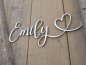 Mobile Preview: Namensschild Schriftzug Lasercut "Emily" mit Herz aus Holz