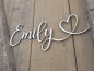 Preview: Namensschild Schriftzug Lasercut "Emily" mit Herz aus Holz