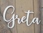 Mobile Preview: Namensschild Schriftzug Lasercut "Greta" aus Holz