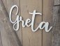 Mobile Preview: Namensschild Schriftzug Lasercut "Greta" aus Holz