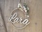 Preview: Namensschild "Lara" aus Holz mit Jute-Hoop und Trockenblumen