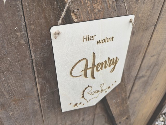 Holzschild Wimpel "Henry" mit individueller Gravur aus Holz