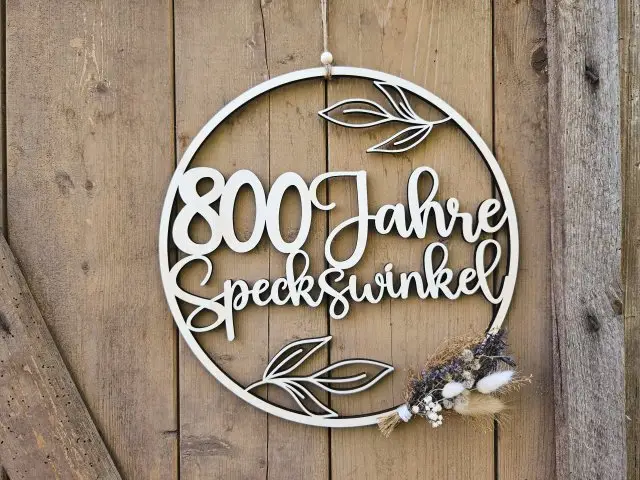 "800 Jahre Speckswinkel" Holzschnitt Lasercut 2