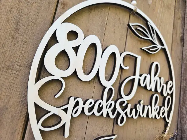 "800 Jahre Speckswinkel" Holzschnitt Lasercut 2