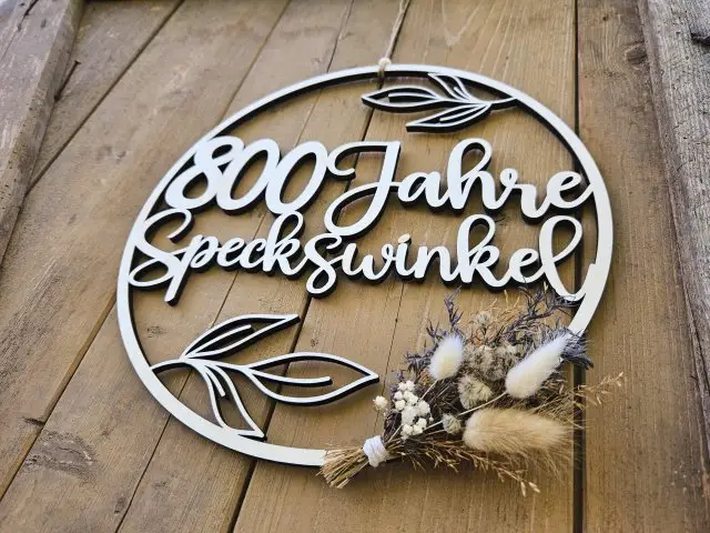 "800 Jahre Speckswinkel" Holzschnitt Lasercut 2