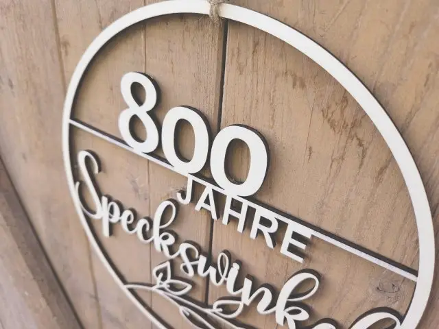 "800 Jahre Speckswinkel" Holzschnitt Lasercut 1