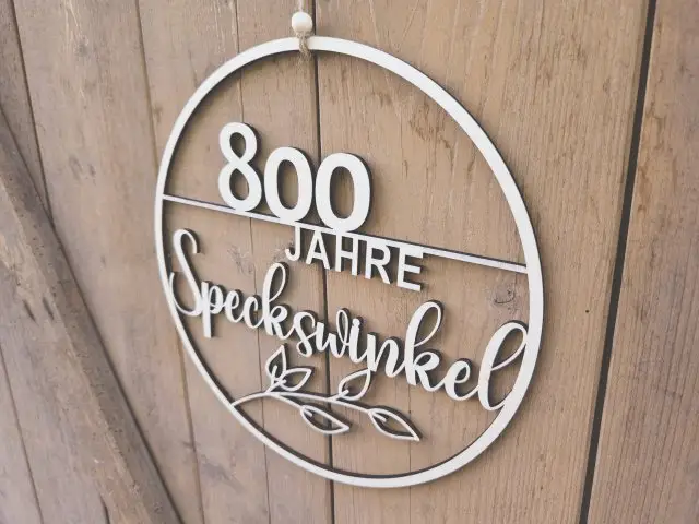 "800 Jahre Speckswinkel" Holzschnitt Lasercut 1