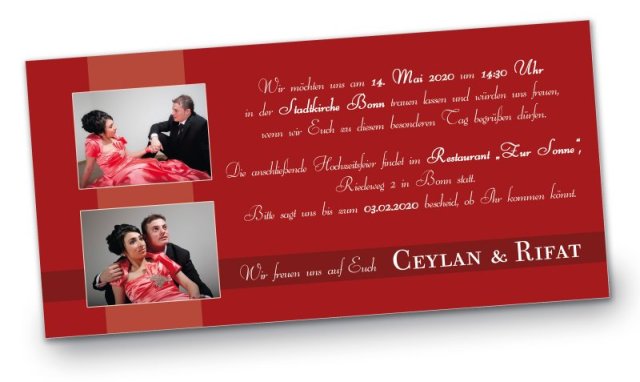 Hochzeit Einladungskarte DIN Lang quer Ceylan & Rifat