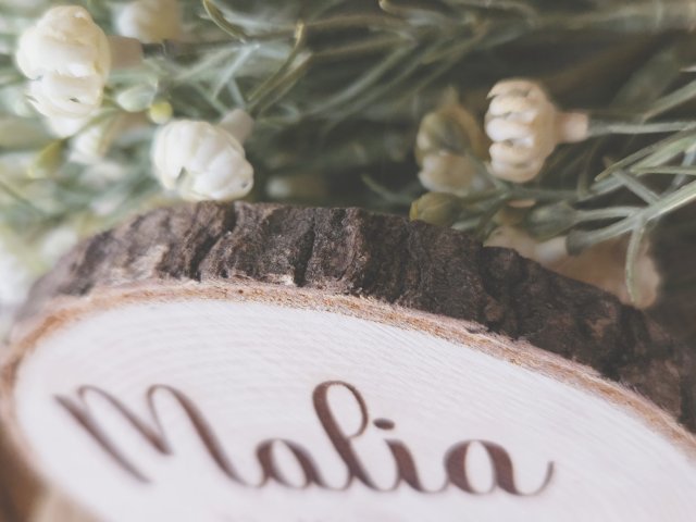 Preview: Baumscheibe rund mit Gravur - "Geburt 1" individuell personalisiert